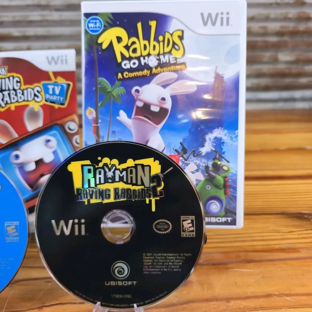 2 GAMES RAYMAN RAVING RABBIDS 2 & TV PARTY Nintendo Wii Minty (READ!!!)